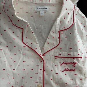 Nordstrom Cream Pajama Pants with Heart Pattern